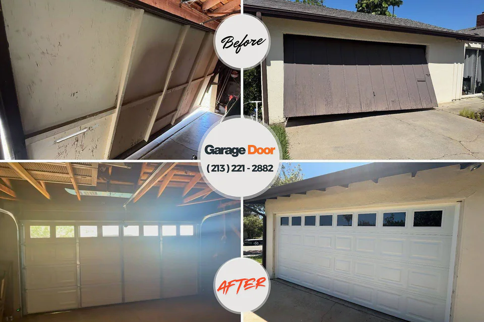 Before and after: garage door repair Woodlawn, MD